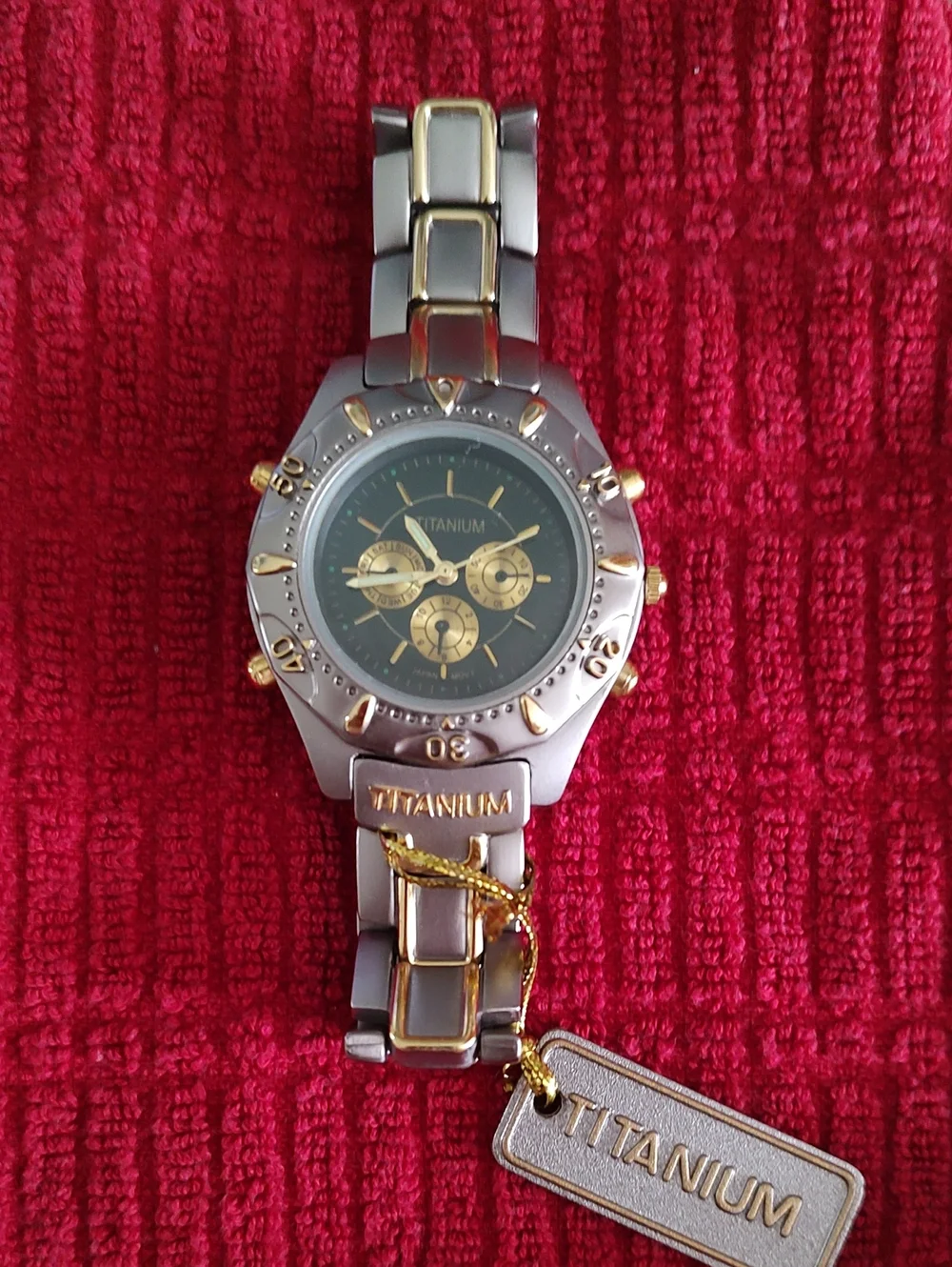 Titanium Two-Tone Silver and Gold Men's Chronograph Watch